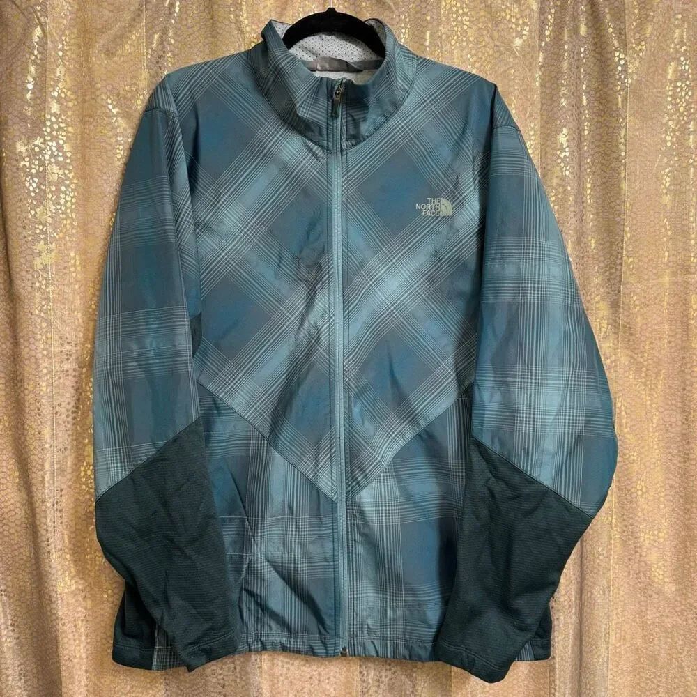 The North Face Men's Dark Green Plaid Isotherm Hiking Windbreaker Jacket XL